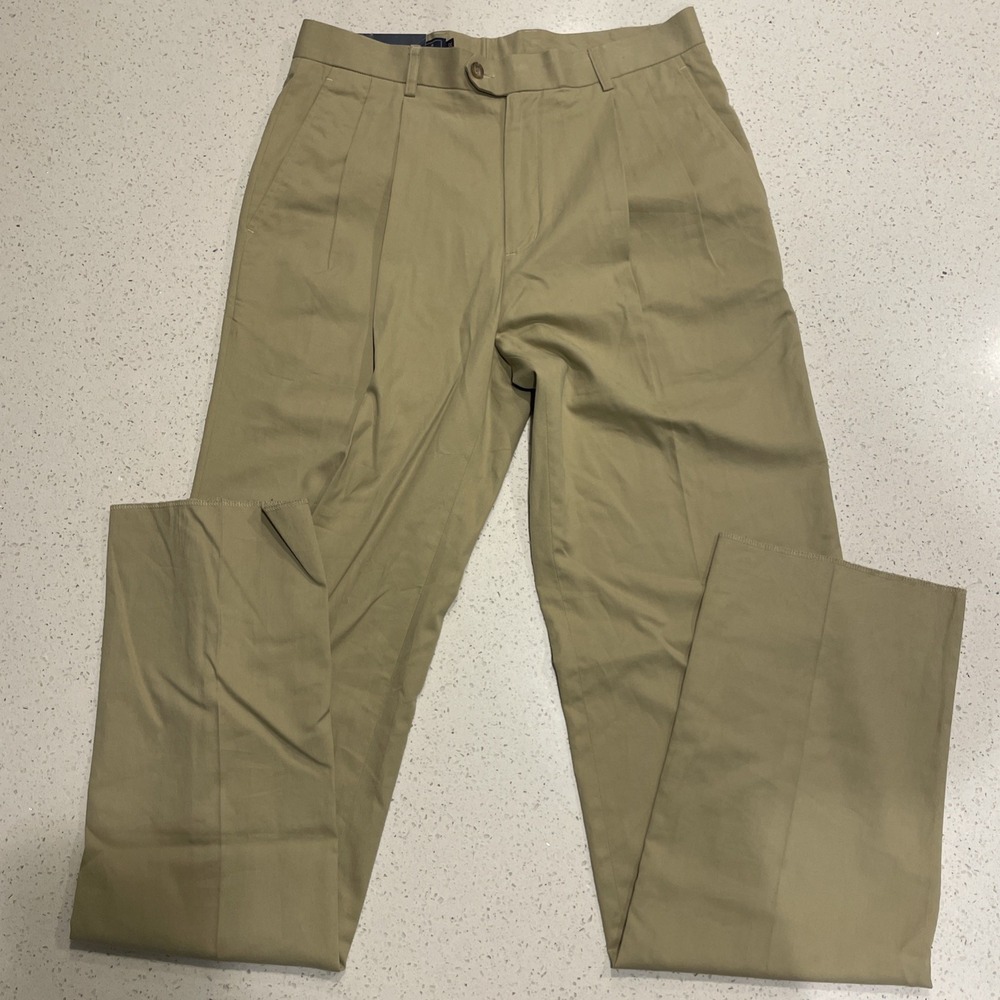 NEW Bobby Jones Players Cotton Pleated Pants!  32 X 36 Unhemmed Beige